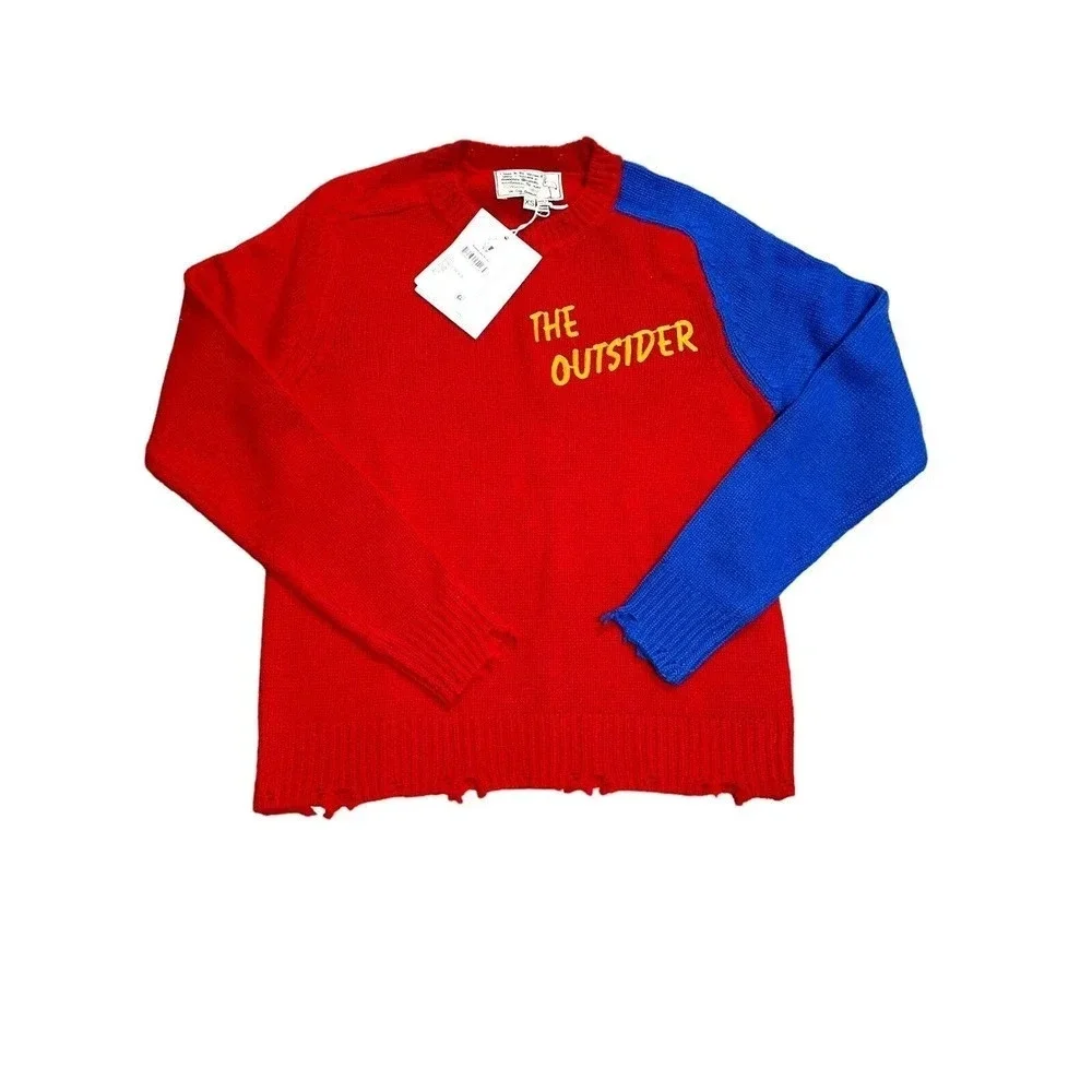 Free People Sandrine Rose Sweater Colorblock Cashmere Blend Red XS The Outsider